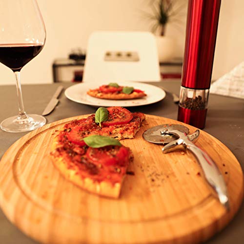 Relaxdays 10022556 Rotella Taglia Pizza Professionale Rondella con Ø di 7 cm Lama in Acciaio Inox Coltello Manico Gommato Argento