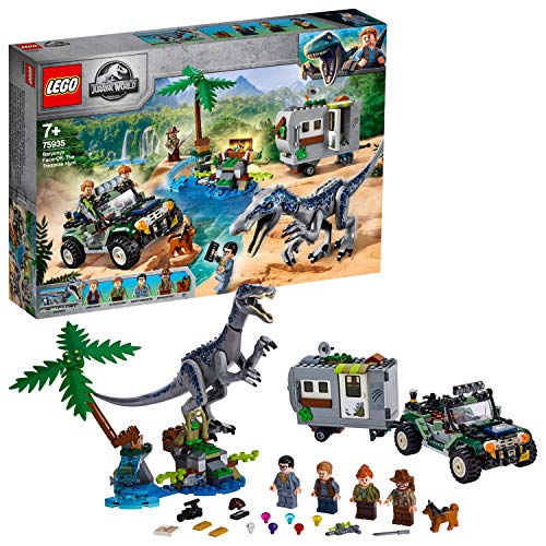 LEGO Jurassic World Faccia a Faccia con il Baryonyx: Caccia al Tesoro, Playset con Dinosauri e Fuoristrada Buggy Giocattolo, 75935