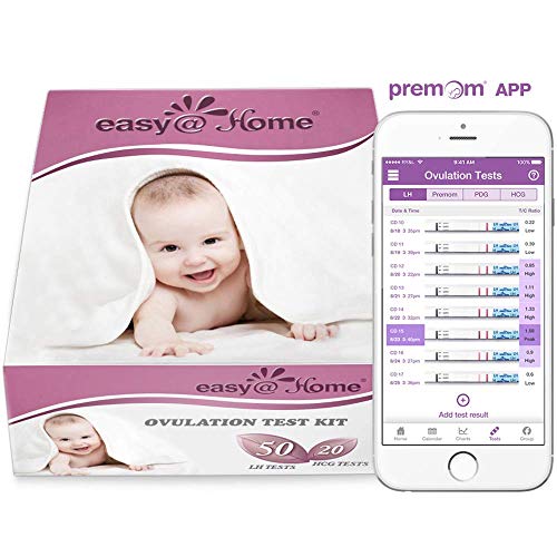 Easy@Home 50 Test di Ovulazione e 20 Test di Gravidanza a Striscia – Promossi dall'APP Premom Ovulation gratuita Italiana