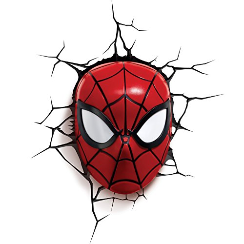 3D Light FX - Lampada da Parete Decorativa a LED, a Forma di Maschera di Spider-Man della Marvel