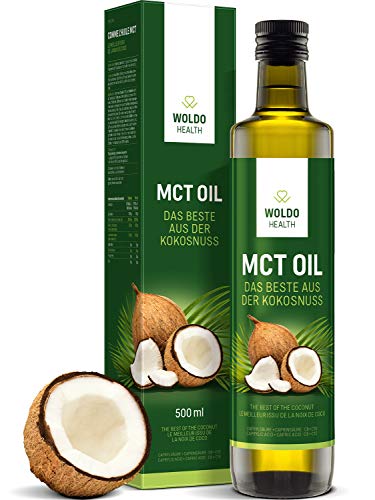 MCT-Olio di Cocco acidi grassi essenziali - 500ml Adatto per vegani, vegetariani e diete Paleo- Keto, Senza Glutine
