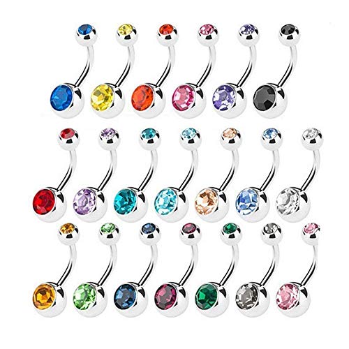 Amaza 20pcs piercing ombelico acciaio chirurgico sexy body piercing 14 Gauge (Multicolore)