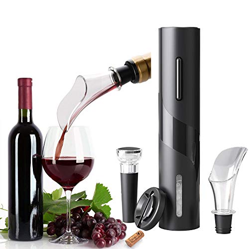 Set apribottiglie elettrico vino,cavatappi elettrico,apribottiglie include apribottiglie automatico, tappi sottovuoto, taglia pellicola, versatore aeratore vino per feste