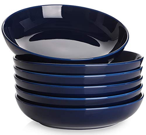Y YHY - Set di 6 ciotole in porcellana, per insalata, zuppa, grandi ciotole da portata e piatti da 850 ml, colore: Blu