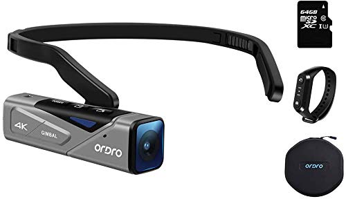 Videocamera Vlogging ORDRO EP7 4K 30fps UHD FPV Videocamera con stabilizzatore cardanico incorporato Messa a fuoco automatica, telecomando e scheda MicroSD da 64 GB