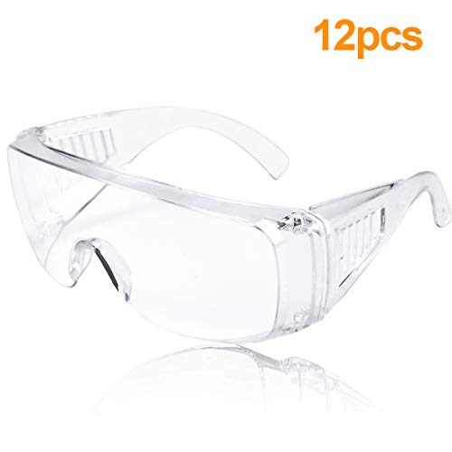 Occhiali Protettivi 12 Pezzi Occhialini Protettivi,Occhiali Sicurezza Occhiali Trasparenti di Protezione Per Uomo E Donna Occhiali con Lente Trasparente da Lavoro Laboratorio Chimica