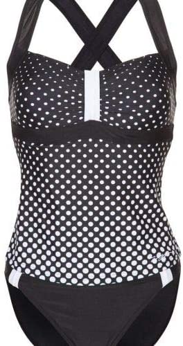 Zoggs Ladies Queens Cliff Tankini D+ (Due Pezzi Set) Costume da bagno per donna ,Colore Nero/Bianco, Tg. D 48, FR 50, IT 54