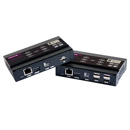Estensore USB KVM 4K HDMI su singolo Cat5e/6 fino a 100 m (300 m), estensione KVM supporto 1080P a 60Hz, Plug & Play, rete Ethernet tastiera e mouse, senza perdita di latenza zero a 4 porte USB2.0