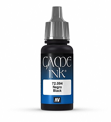 Vallejo Game Ink - Vernice Acrilica a Base d'Acqua, 17 ml, Nero (Inky Black)