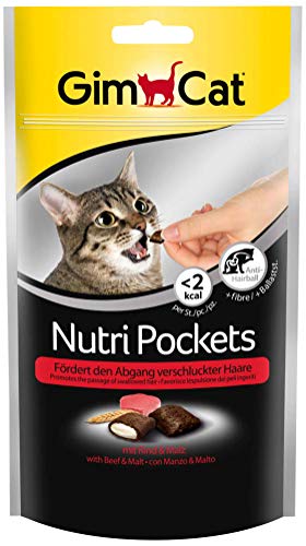 GimCat Nutri Pockets Cibo per gatti gusto manzo e malto, 60 g