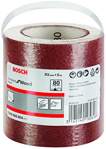 Bosch 2608606804 Rotolo Abrasivo per Legno 93 mm x 5 m, Grana 80