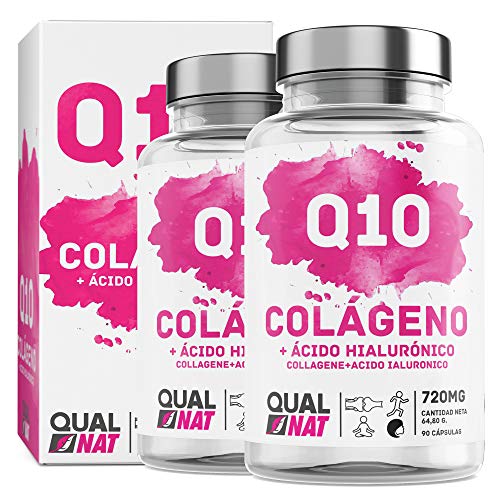 Collagene marino con acido ialuronico + coenzima Q10 per una pelle sana - Collagene + vitamina C e zinco per contribuire a migliorare l'elasticità e la salute delle ossa e delle articolazioni-180 Cap