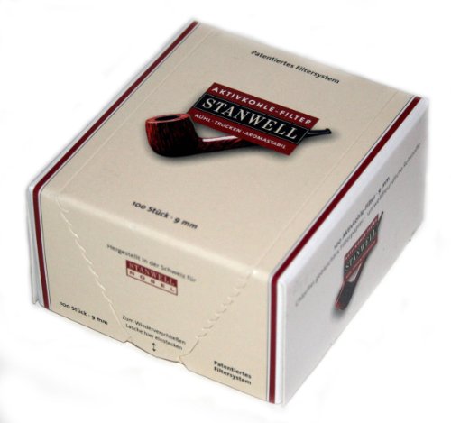 Stanwell 18425 - Filtro al carbone attivo, 9 mm, sistema brevettato per il massimo piacere del fumo, confezione da 100, colore: Marrone