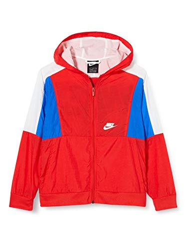 Nike Sportswear, Felpa con Cappuccio E Zip A Tutta Lunghezza Unisex Bambini, University Red/White/Game Royal/White, XL