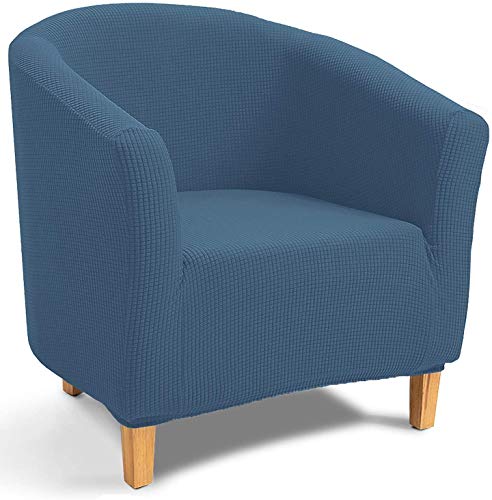 TIANSHU Poltrona da Cocktail Chesterfield Fodere coprisedia, Elasticizzato Jacquard Antiscivolo 1-Pezzo Fodere coprisedia Tub Chair Copridivano(Copertura della Sedia della Vasca,Denim Blu)