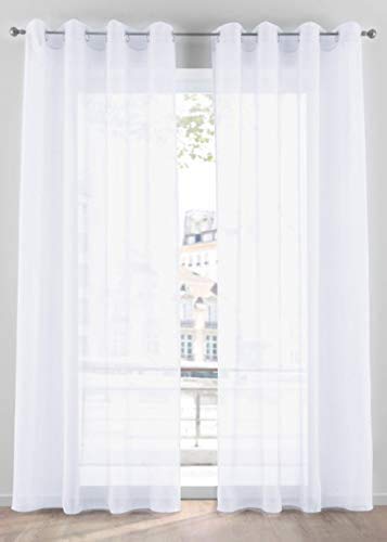 Tenda Zara Bianco Trasparente Occhielli Alluminio Tessuto Morbido per Camera e Salotto 140x290 cm n 1 Pannello