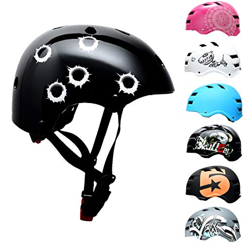 SkullCap® BMX & Casco per Skater Casco - Bicicletta & Monopattino Elettrico, Design: Bullets, Taglia: L (58-61 cm)