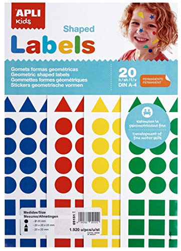 APLI Kids 5151-Busta A4 Gomets 20 mm Colori Assortiti 20 fogli