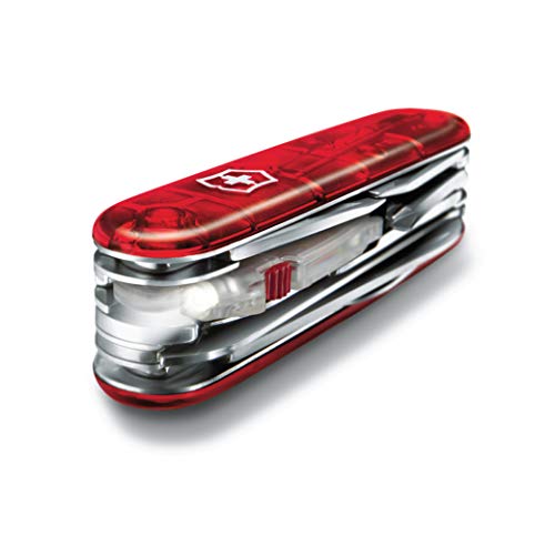 VICTORINOX - Coltellino tascabile multiuso Huntsman Lite, colore: Rosso trasparente
