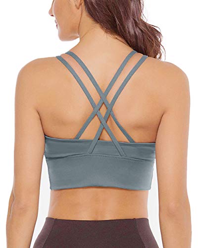 EVELIFE Reggiseno Sportivo Donna Imbottito, Reggiseni Sportivi con Spallacci Senza Ferretto, Sports Bra per Yoga Corsa Jogging Ginnastica(10023-Blu XL)