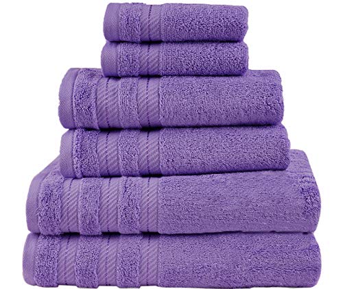 CASA COPENHAGEN Bella Luxury Hotel & Spa Quality 600 GSM cotone egiziano, 6 pezzi set di asciugamani turco, include 2 asciugamani da bagno, 2 asciugamani, 2 salviette, viola rosa