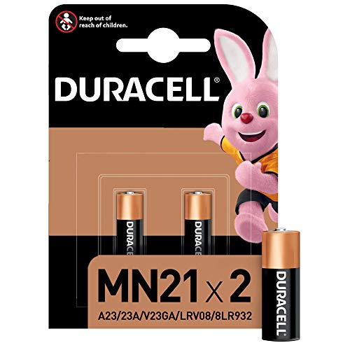 Duracell MN21 - Batteria Alcalina 12V, Specialistica Sicurezza, A23 / 23A / V23GA / LRV08 / 8LR932 Progettate per l'Uso in Telecomandi, Campanelli Wireless e Sistemi di Sicurezza, Confezione da 2