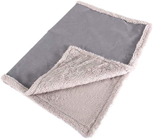 Happilax Coperta Grande e soffice per Cani, Gatti e Cuccioli in Pile per Cuccia, Auto & Divano, Letto e in Viaggio, Grigio, L