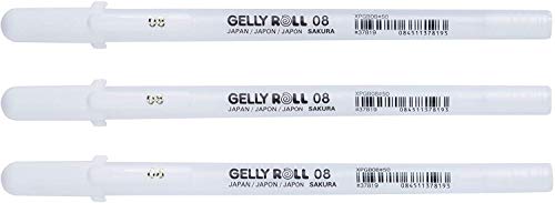Sakura, penna a punta media Gelly Roll, inchiostro bianco, confezione da 3
