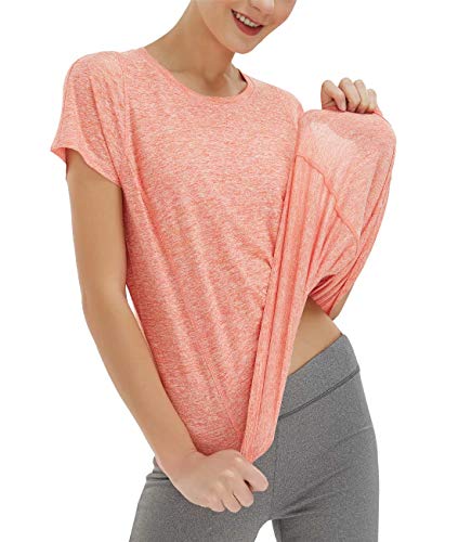 SPECIALMAGIC - Maglietta Sportiva da Donna Maniche Corte per Allenamento Abbigliamento da Yoga Canotta Palestra Arancione L