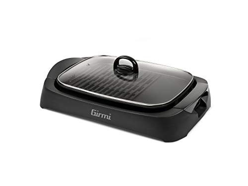 Girmi BQ90 Griglia & Barbecue, Coperchio in Vetro Temperato, Regolazione Temperatura, 2200W