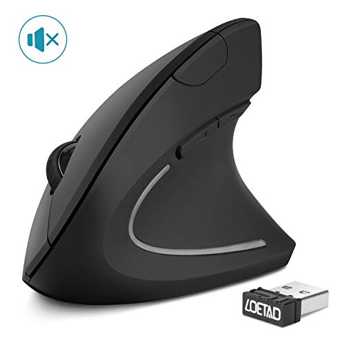 LOETAD Mouse Verticale Wireless Mouse Ergonomico Silenzioso modalità Standby 6-Tasti 800/1200/1600 DPI con Design Ergonomico per PC, Desktop, Laptop, Mac