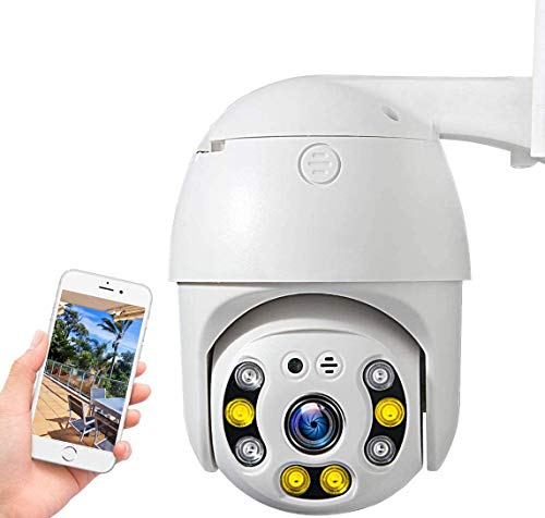 PTZ Camera wifi 1080P, IP Camera 355° Pan/90° Tilt, Sensore di Movimento, Interfono Vocale Bidirezionale, 30M Visione Notturna, IP66 Impermeabile, Allarme AI