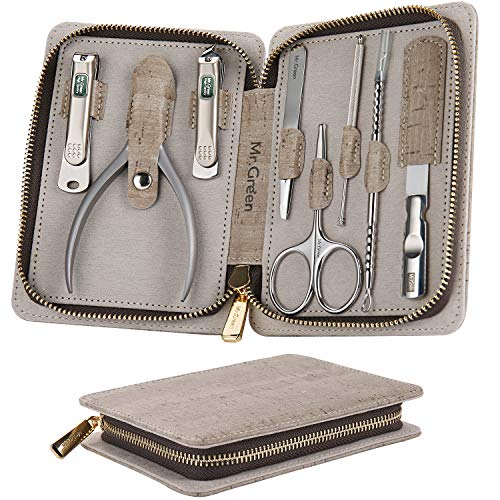 Set regalo per tagliaunghie Mr. Green, kit per manicure e pedicure per manicure in acciaio inox professionale con custodia in pelle,Regali di San Valentino (Mr-6008 8 pezzi)