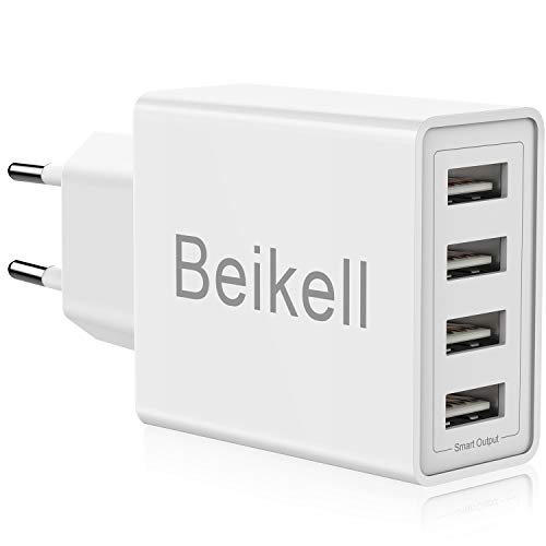 Caricatore USB, Beikell Caricatore USB da Muro a 4 Porte 5A / 25W con Tecnologia Smart-Adaptive di ricarica rapida