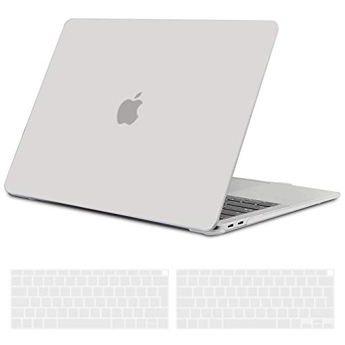 TECOOL Custodia MacBook Air 13 Pollici 2020 2019 2018 (Modello: A2337 M1/A2179/A1932), Plastica Case Cover Rigida Copertina con Copritastiera in Silicone per MacBook Air 13.3 Touch ID - Chiaro