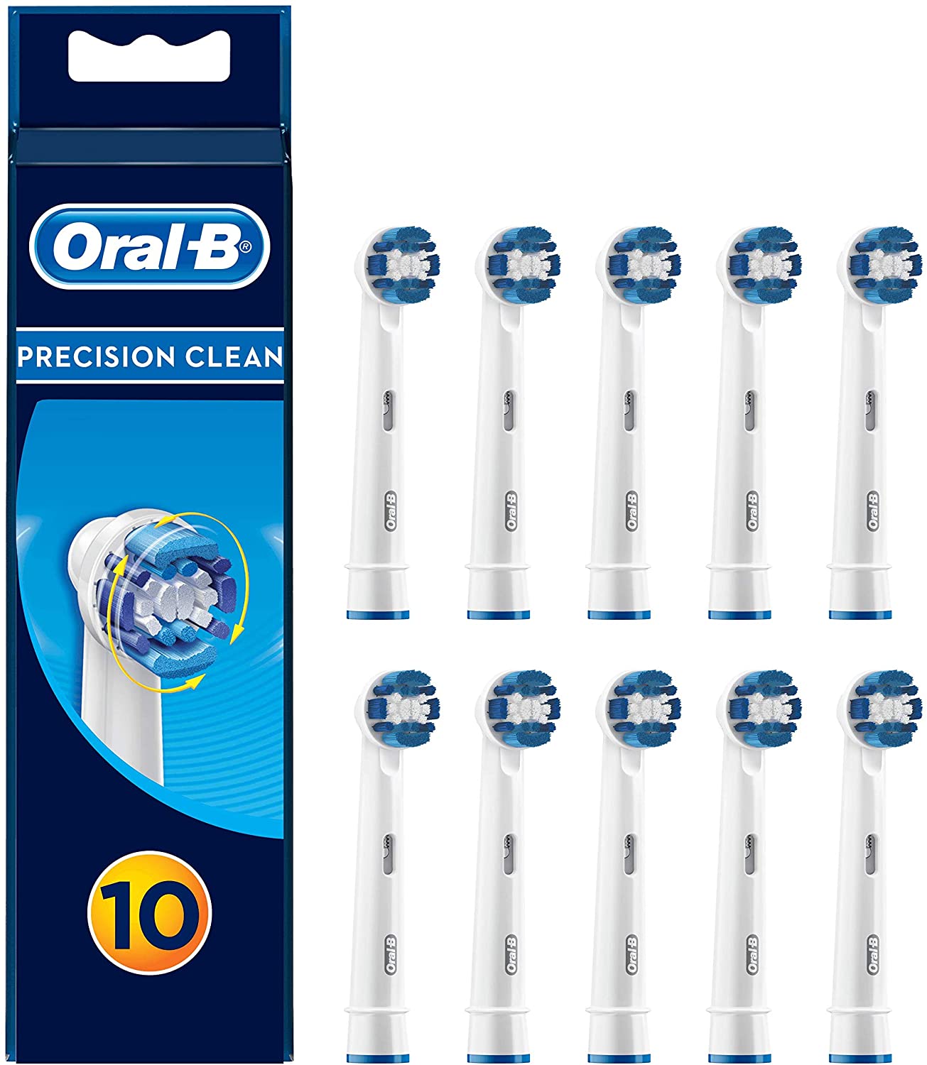 Oral-B Precision Clean Confezione da 10 Testine di Ricambio per Spazzolino Elettrico Ricaricabile, per Una Pulizia Accurata e Profonda, Pacco Adatto alla Buca delle Lettere