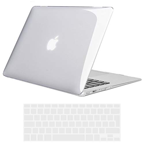 TECOOL Custodia MacBook Air 13 Case 2010-2017 (Modello: A1466 / A1369), Plastica Case Dura Cover Rigida Copertina con Copertura della Tastiera in Silicone per MacBook Air 13.3 Pollici - Trasparente