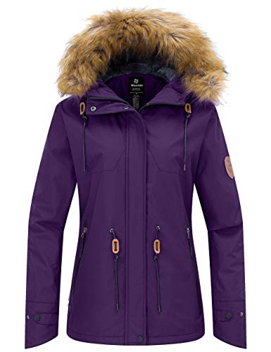 Wantdo Giacca da Sci Impermeabile Cappotto da Escursionismo Outdoor Cappotto da Lavoro Idrorepellente Giacche da Running Impermeabile Donna Viola Scuro XXL