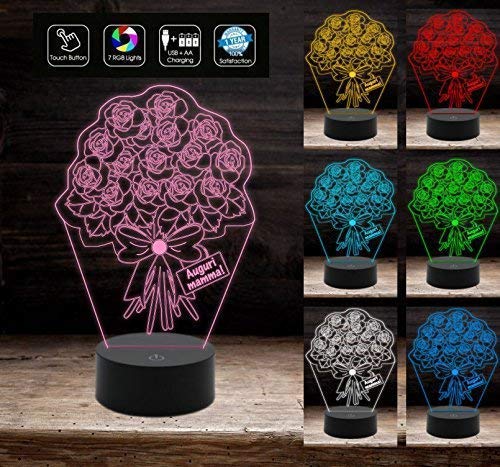 Idea regalo originale compleanno onomastico FESTA DELLA MAMMA Lampada Fiori a led con 7 colori selezionabili Decorazione della casa Night Light