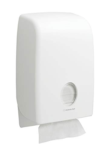 AQUARIUS 6945 Dispenser di asciugamani piegati monouso, Installazione a parete, Erogazione foglio a foglio, Colore: Bianco, 06945000