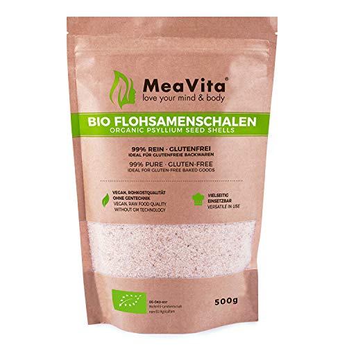 MeaVita Ingo Steyer KG Buccia di Psillio Biologica, Indiana, Ricca di Fibre e Vegana Pura al 99%, Confezione da 500 g