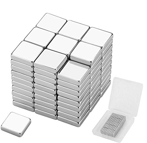 Wukong 50 pezzi Magnete Neodimio quadrato,Magnete da frigorifero Calamita da bacheca Magnete permanente Magnete per lavagna interattiva,10x10x3 mm