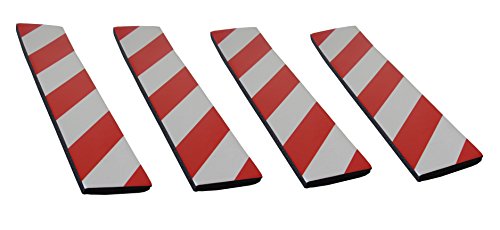 SNS SAFETY LTD Paracolpi Adesivi da Parete, in Gomma Schiumata, per Parcheggi, Garage e Magazzini, 44x10x1,5 cm, 4 pezzi (Rosso Bianco)