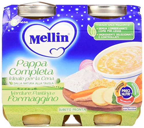 Mellin Pappa Completa Pastina Verdure e Formaggino, 6 Confezioni da 400 gr