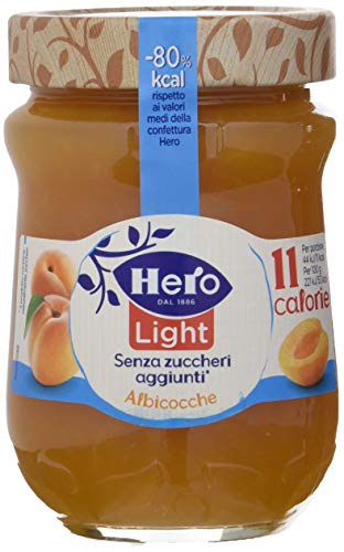 Hero Light 101236 Confettura Albicocca senza Zuccheri Aggiunti - 1 Confezione da 8 Vasi X 280 G