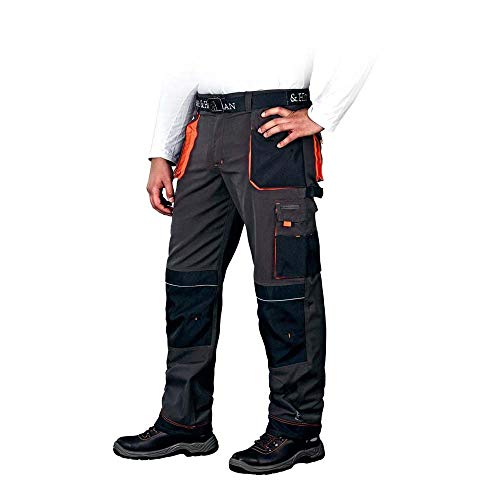 Leber & Hollman LH-FMN-T_SBP56 - Pantaloni tecnici da lavoro, sagomati, taglia 56, colore: Blu acciaio/Nero/Arancione