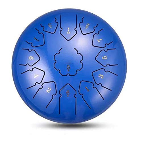 Tamburo in Acciaio, WZTO 13 Note 12 Pollici Steel Tongue Drum Pan Drum Strumento a percussione Handpan Tamburo Con Mazze Per Meditazione Personale Esibi,Blu