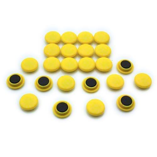 Magnet Expert - Magneti rotondi piccoli da ufficio o frigo, 20 x 7,5 mm, confezione da 24, colore: Giallo