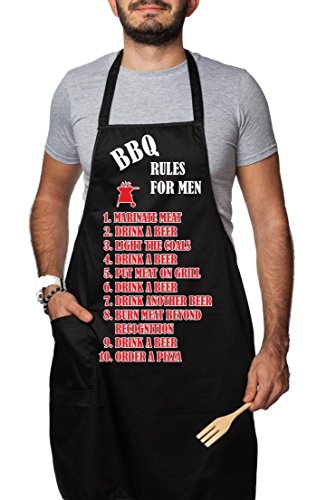 Grembiule con Pettorina e Tasca: BBQ Rules for Men Barbecue, by tshirteria