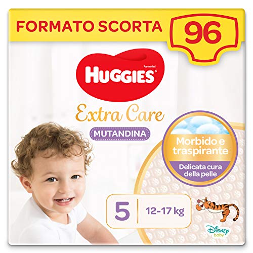 HUGGIES Extra Care Pannolino Mutandina Taglia 5 (12-17 Kg), Confezione da 96 (4 x 24)